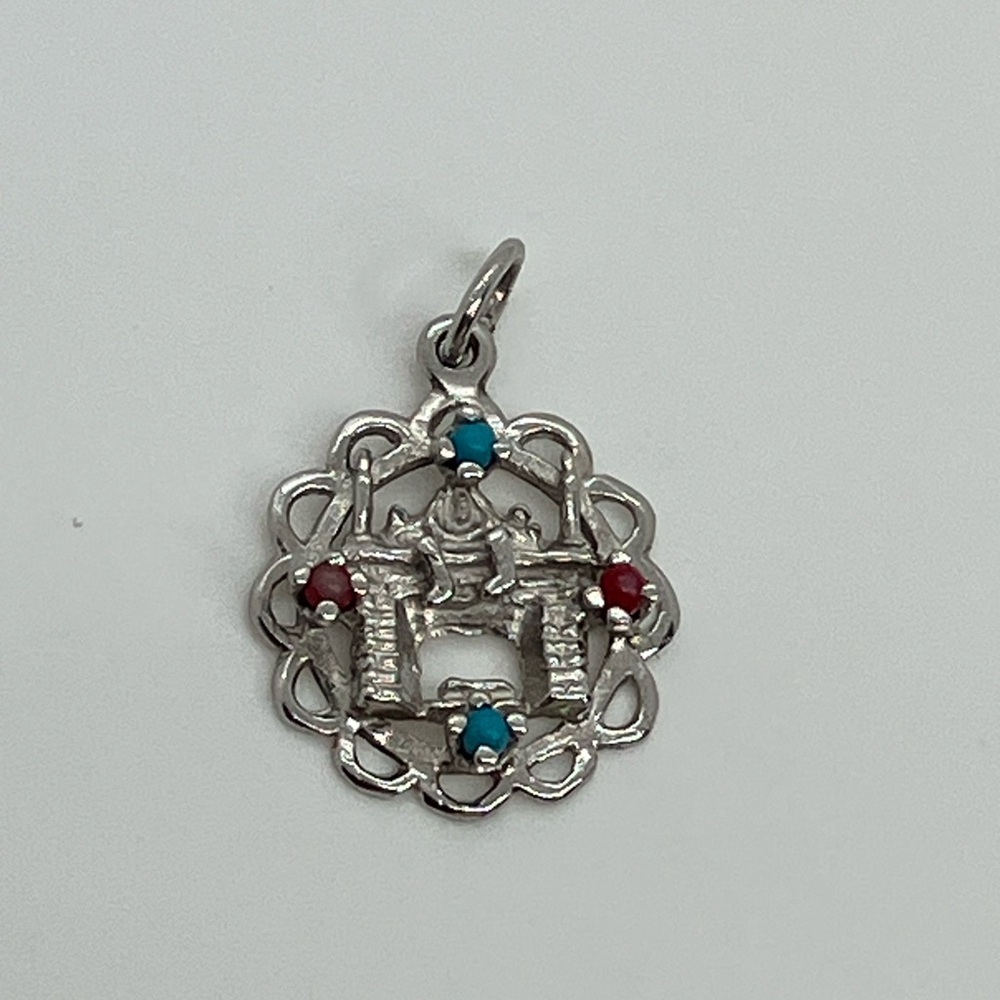 Vtg 925 Sterling Silver Christmas Stocking Fireplace Charm / Pendant